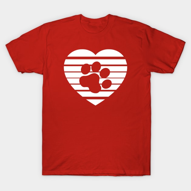 Cat Paw Heart Valentine - White T-Shirt by skauff